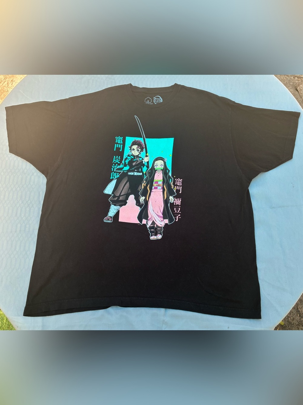 & Other Stories Black Graphic Short Sleeve T-Shirt with Teal and Pink Print